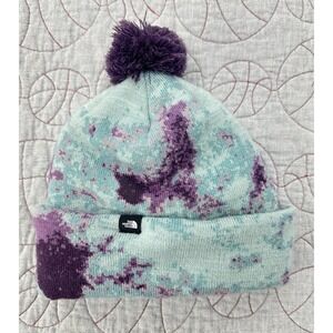 The North Face Ski Tuke Pom Pom Hat Blue Blackberry Wine Adult One Size
